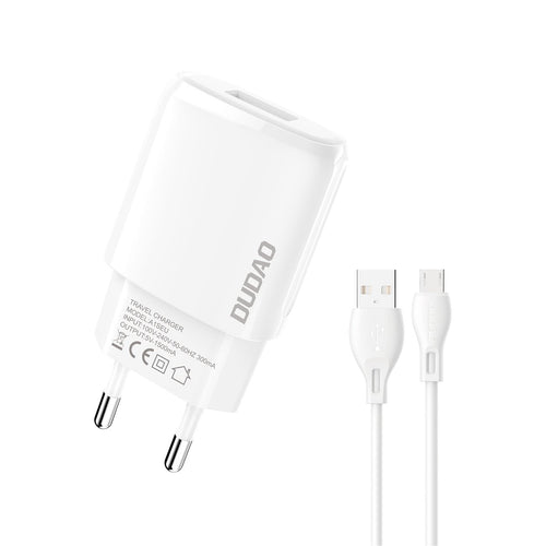 Dudao USB-A 7.5W wall charger + USB-A - Micro-USB cable 1m white (A1sEUM)