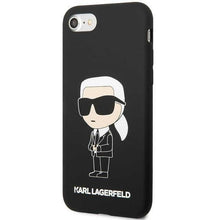 Заредете изображение във визуализатора на галерията – Karl Lagerfeld KLHCI8SNIKBCK iPhone 7/8/ SE 2020/2022 hardcase black/black Silicone Ikonik
