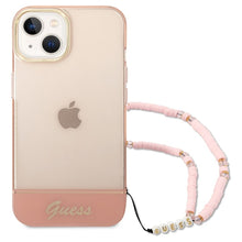 Заредете изображение във визуализатора на галерията – Original faceplate case guess guhcp14shgcohp for iphone 14 (iml electro cam w. strap translucent / pink)
