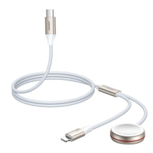 Заредете изображение във визуализатора на галерията – Joyroom 2 in 1 Lightning cable and inductive charger for Apple Watch 1.5m white (S-IW011)
