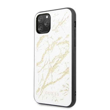 Заредете изображение във визуализатора на галерията – Guess GUHCN58MGGWH iPhone 11 Pro biały/white hard case Glitter Marble Glass
