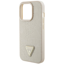 Заредете изображение във визуализатора на галерията – Original Case GUESS Croco Triangle Metal Logo hardcase GUHCP15XPCRTHCD for Iphone 15 Pro Max gold
