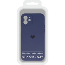 Заредете изображение във визуализатора на галерията – Vennus Silicone Heart Case for Iphone 12 design 1 navy
