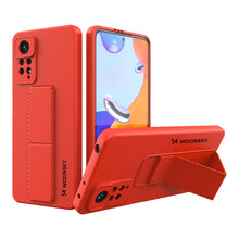 Заредете изображение във визуализатора на галерията – Wozinsky Kickstand Case Silicone Stand Cover for Xiaomi Redmi Note 11 Pro red - TopMag
