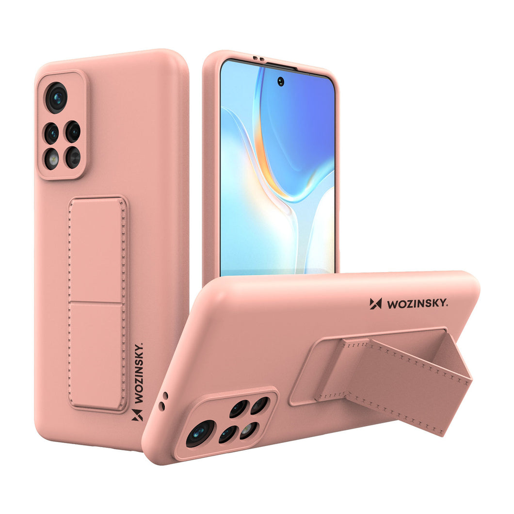 Wozinsky Kickstand Case Silicone Stand Cover Xiaomi Poco M4 Pro 5G Pink - TopMag
