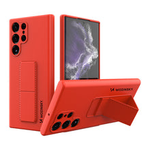 Заредете изображение във визуализатора на галерията – Wozinsky Kickstand Case silicone stand cover for Samsung Galaxy S22 Ultra red - TopMag
