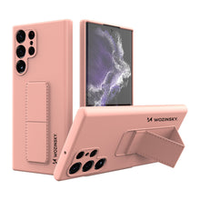 Заредете изображение във визуализатора на галерията – Wozinsky Kickstand Case Silicone Stand Cover for Samsung Galaxy S22 Ultra pink - TopMag
