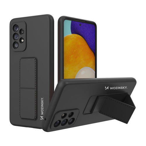 Wozinsky Kickstand Case silicone stand cover for Samsung Galaxy A73 black - TopMag