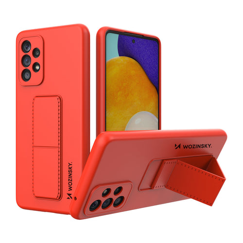 Wozinsky Kickstand Case silicone stand cover for Samsung Galaxy A73 red - TopMag