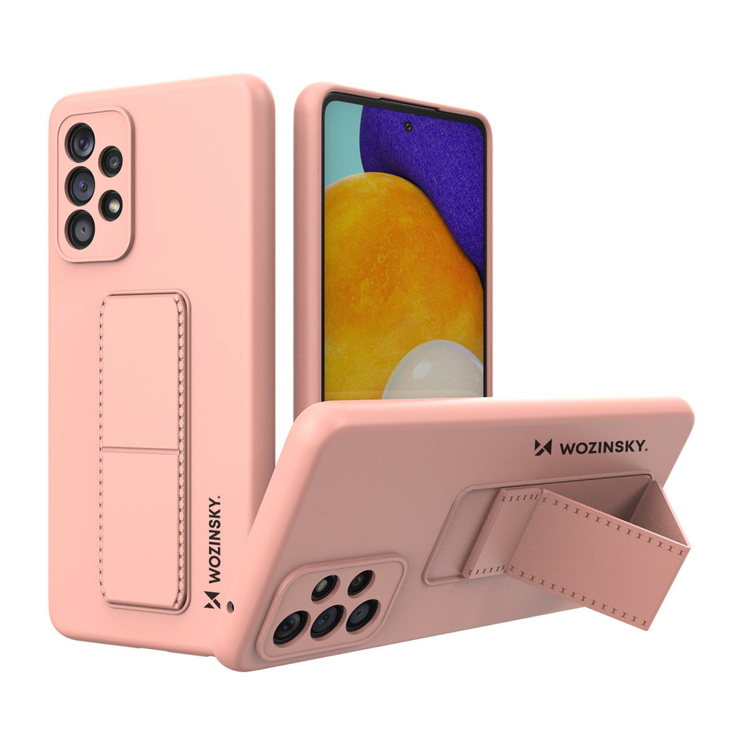 Wozinsky Kickstand Case Silicone Stand Cover for Samsung Galaxy A73 Pink - TopMag