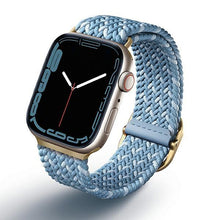Заредете изображение във визуализатора на галерията – UNIQ pasek Aspen Apple Watch 40/38/41mm Series 4/5/6/7/8/SE/SE2 Braided DE modry/cerulean blue - TopMag
