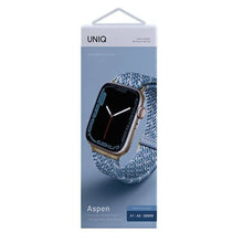 Заредете изображение във визуализатора на галерията – UNIQ pasek Aspen Apple Watch 40/38/41mm Series 4/5/6/7/8/SE/SE2 Braided DE modry/cerulean blue - TopMag
