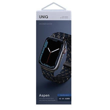 Заредете изображение във визуализатора на галерията – UNIQ pasek Aspen Apple Watch 44/42/45mm Series 4/5/6/7/8/SE/SE2 Braided DE niebieski/obsidian blue - TopMag

