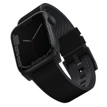 Заредете изображение във визуализатора на галерията – UNIQ pasek Straden Apple Watch Series 4/5/6/7/8/SE/SE2/Ultra 42/44/45mm. Leather Hybrid Strap czarny/black - TopMag
