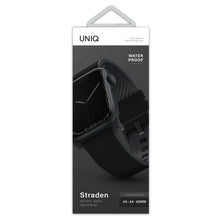 Заредете изображение във визуализатора на галерията – UNIQ pasek Straden Apple Watch Series 4/5/6/7/8/SE/SE2/Ultra 42/44/45mm. Leather Hybrid Strap czarny/black - TopMag
