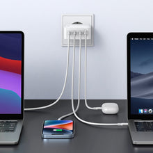 Заредете изображение във визуализатора на галерията – Fast charger GaN 3xUSB C / USB 100W PPS Ugreen CD226 - white
