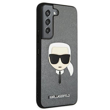 Заредете изображение във визуализатора на галерията – Karl Lagerfeld KLHCS22MSAKHSL S906 S22+ srebrny/silver hardcase Saffiano Ikonik Karl`s Head - TopMag
