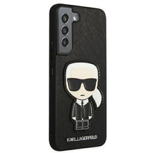 Заредете изображение във визуализатора на галерията – Karl Lagerfeld KLHCS22SOKPK S901 S22 czarny/black hardcase Saffiano Ikonik Karl`s Patch - TopMag
