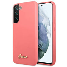 Заредете изображение във визуализатора на галерията – Guess GUHCS22MLSLMGFU S22+ S906 fuksja/fuchsia hardcase Silicone Script Metal Logo - TopMag
