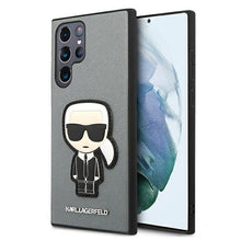 Заредете изображение във визуализатора на галерията – Karl Lagerfeld KLHCS22LOKPG S908 S22 Ultra srebrny/silver hardcase Saffiano Ikonik Karl`s Patch - TopMag
