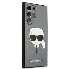 Заредете изображение във визуализатора на галерията – Karl Lagerfeld KLHCS22LSAKHSL S908 S22 Ultra srebrny/silver hardcase Saffiano Ikonik Karl`s Head - TopMag
