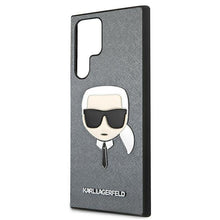 Заредете изображение във визуализатора на галерията – Karl Lagerfeld KLHCS22LSAKHSL S908 S22 Ultra srebrny/silver hardcase Saffiano Ikonik Karl`s Head - TopMag
