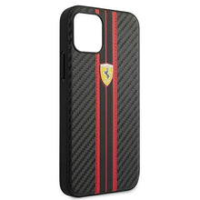 Заредете изображение във визуализатора на галерията – Ferrari FESNECHCP12MRE iPhone 12/12 Pro 6,1" czarny/black hardcase On Track PU Carbon - TopMag
