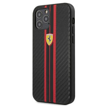 Заредете изображение във визуализатора на галерията – Ferrari FESNECHCP12MRE iPhone 12/12 Pro 6,1" czarny/black hardcase On Track PU Carbon - TopMag

