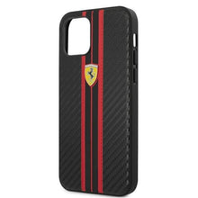 Заредете изображение във визуализатора на галерията – Ferrari FESNECHCP12MRE iPhone 12/12 Pro 6,1" czarny/black hardcase On Track PU Carbon - TopMag
