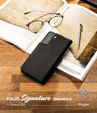 Заредете изображение във визуализатора на галерията – Ringke Folio Signature Flip Leather Case for Samsung Galaxy S22 + (S22 Plus) Black (FSS118R262) - TopMag
