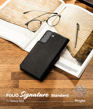 Заредете изображение във визуализатора на галерията – Ringke Folio Signature Flip Leather Case for Samsung Galaxy S22 Black (FSS119R263) - TopMag
