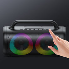 Заредете изображение във визуализатора на галерията – Joyroom 5.1 wireless bluetooth speaker with LED color lighting black (JR-MW02) - TopMag
