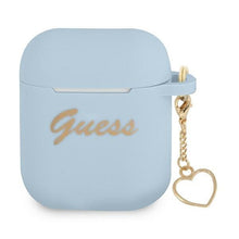Заредете изображение във визуализатора на галерията – Guess GUA2LSCHSB AirPods cover niebieski/blue Silicone Charm Heart Collection - TopMag
