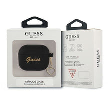 Заредете изображение във визуализатора на галерията – Guess GUA3LSCHSK AirPods 3 cover czarny/black Silicone Charm Heart Collection - TopMag

