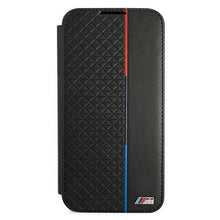 Заредете изображение във визуализатора на галерията – Etui BMW BMBKS22MTRTBK S22+ S906 czarny/black bookcase M Collection Triangles - TopMag

