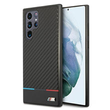 Заредете изображение във визуализатора на галерията – Etui hardcase BMW BMHCS22LPUCARTCBK S22 ultra S908 black/czarny M Collection Triangles - TopMag
