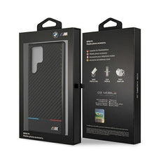 Заредете изображение във визуализатора на галерията – Etui hardcase BMW BMHCS22LPUCARTCBK S22 ultra S908 black/czarny M Collection Triangles - TopMag
