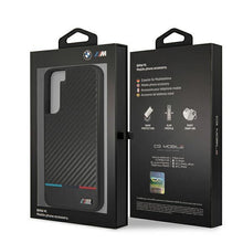 Заредете изображение във визуализатора на галерията – Etui hardcase BMW BMHCS22MPUCARTCBK S22+ S906 black/czarny M Collection Triangles - TopMag
