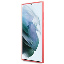 Заредете изображение във визуализатора на галерията – Guess GUHCS22LLSLMGFU S22 Ultra S908 fuksja/fuchsia hardcase Silicone Script Metal Logo - TopMag
