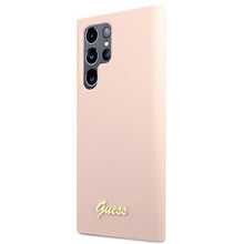 Заредете изображение във визуализатора на галерията – Guess GUHCS22LLSLMGPP S22 Ultra S908 różowy/pink hardcase Silicone Script Metal Logo - TopMag

