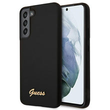 Заредете изображение във визуализатора на галерията – Guess GUHCS22SLSLMGBK S22 S901 czarny/black hardcase Silicone Script Metal Logo - TopMag
