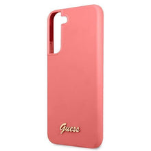 Заредете изображение във визуализатора на галерията – Guess GUHCS22SLSLMGFU S22 S901 fuksja/fuchsia hardcase Silicone Script Metal Logo - TopMag
