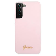 Заредете изображение във визуализатора на галерията – Guess GUHCS22SLSLMGLA S22 S901 lawenda/lavender hardcase Silicone Script Metal Logo - TopMag
