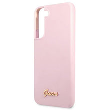 Заредете изображение във визуализатора на галерията – Guess GUHCS22SLSLMGLA S22 S901 lawenda/lavender hardcase Silicone Script Metal Logo - TopMag
