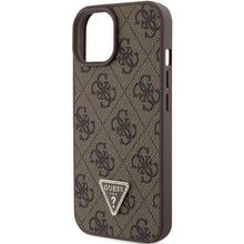 Заредете изображение във визуализатора на галерията – Guess Leather 4G Triangle Strass case for iPhone 15 - brown
