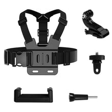 Заредете изображение във визуализатора на галерията – GoPro Chest Strap 5in1 accessories set for GoPro, DJI, Insta360, SJCam, Eken sports cameras (GoPro 5 in 1 chest strap) - TopMag
