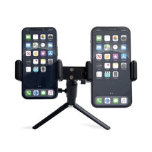 Заредете изображение във визуализатора на галерията – Dual adjustable smartphone holder with tripod black (E-type live dual camera) - TopMag
