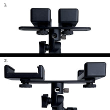 Заредете изображение във визуализатора на галерията – Dual adjustable smartphone holder with tripod black (E-type live dual camera) - TopMag
