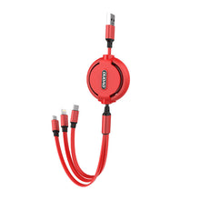 Заредете изображение във визуализатора на галерията – Dudao L8H cable 3in1 extendable 1.1m red (L8H-red) - TopMag
