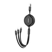 Заредете изображение във визуализатора на галерията – Dudao L8H cable 3in1 extendable 1.1m black (L8H-black) - TopMag
